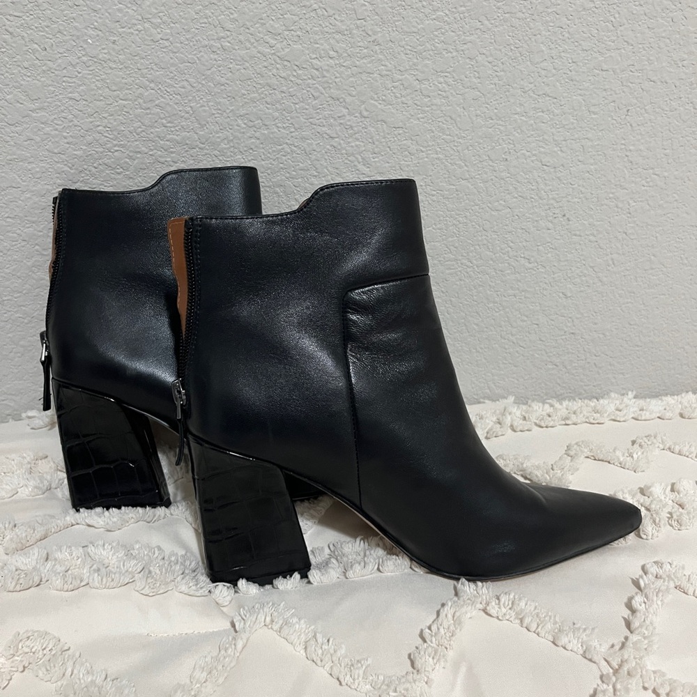 Franco Sarto Black and Brown Ankle Booties